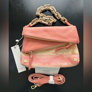 NWT Hammitt Dillon Small Pink Himalayan Snake Crossbody Clutch 2 Removable Strap